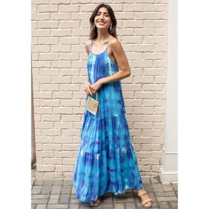 Bb Dakota Blue Water Goddess Maxi Dress Size Small Flowy Summer Casual Beach